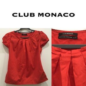 CLUB MONACO RED COTTON BLOUSE. XS